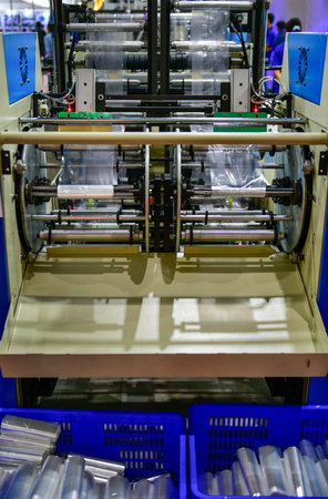 Automated production line Plastic bag Industrialの写真素材