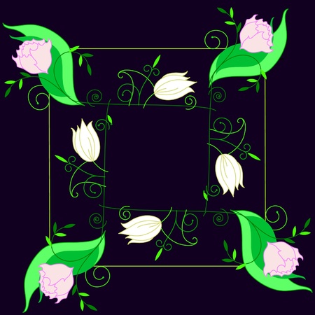 a pattern of flowers and leavesのイラスト素材