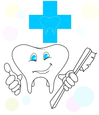 White teeth with a toothbrushのイラスト素材