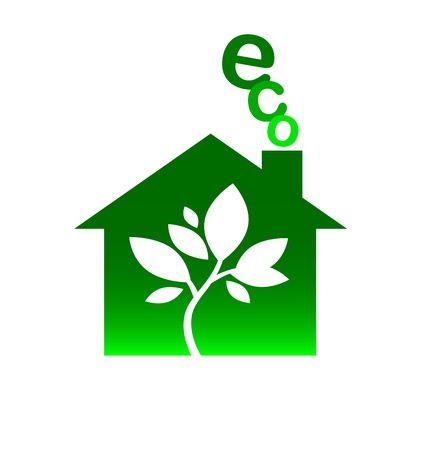 house and leaves, eco logo for businessのイラスト素材