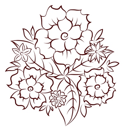 flowers and leaves of the vectorのイラスト素材