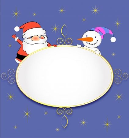 Santa and Snowman Greeting Cardのイラスト素材