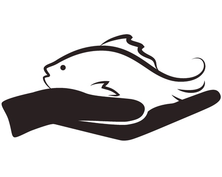 design for business, the fish is on handのイラスト素材