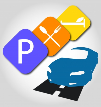 road signs for business, parking, lunchのイラスト素材