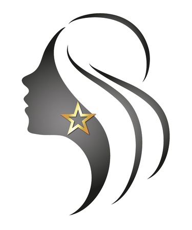 beautiful girl with a star profileのイラスト素材