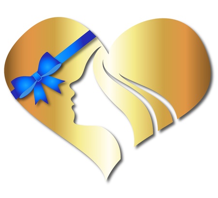 heart and face of the girl, silhouetteのイラスト素材