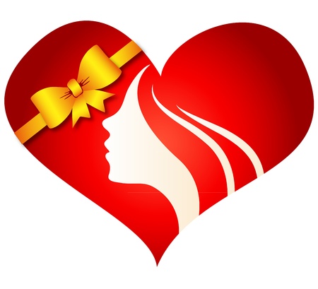heart and face of the girl, a silhouette of the vectorのイラスト素材