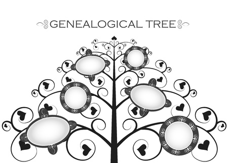 genealogical tree on a white background, silhouetteのイラスト素材