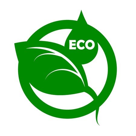 eco emblem, green leaf and water dropのイラスト素材