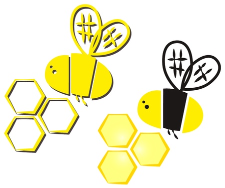 bee and yellow cells のイラスト素材