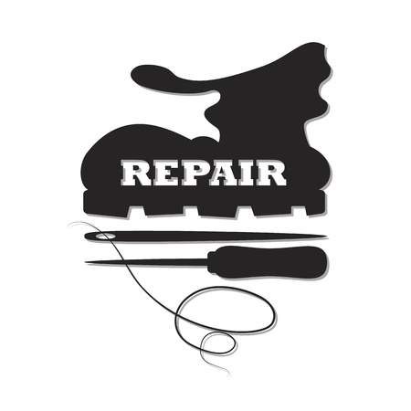 shoe repair, awl and needle image to vectorのイラスト素材