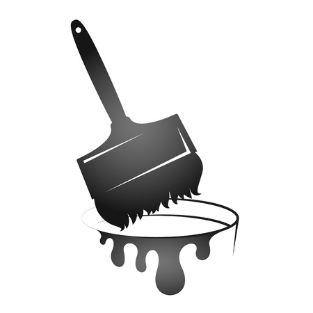 paint brush and blobs of paint, silhouetteのイラスト素材