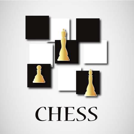 chessboard with gold figures, silhouetteのイラスト素材