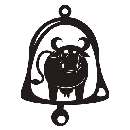 cow bell silhouette of the vectorのイラスト素材