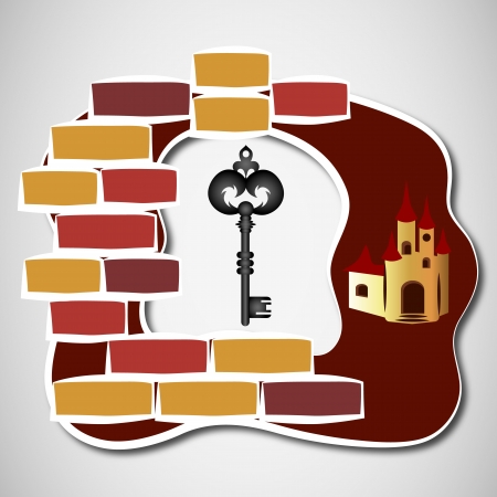 key to castle on the background of bricksのイラスト素材