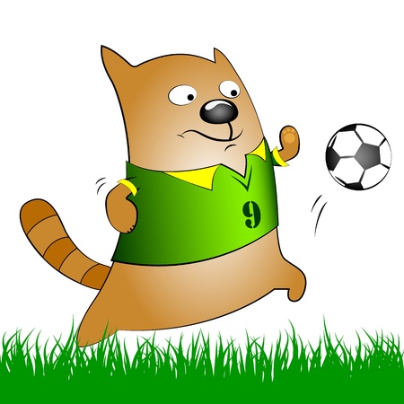 cat playing football, funny pictureのイラスト素材