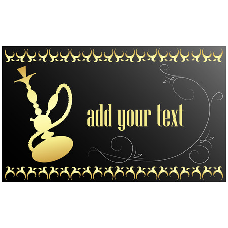 card for hookah, gold on black backgroundのイラスト素材