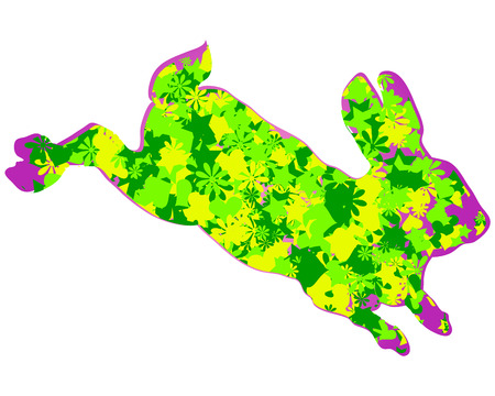 Vector Easter bunny of hearts, flowers and starsのイラスト素材