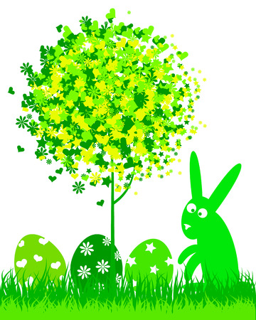 silhouette of the Easter Bunny and eggs for vectorのイラスト素材