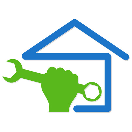 symbol vector for home renovation, hand and spannerのイラスト素材