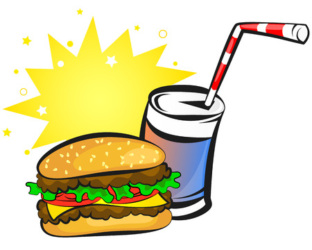 burger and can of soda, animation, vectorのイラスト素材