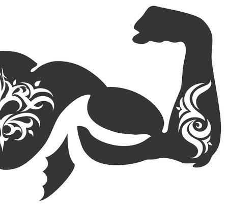 muscular arm and tattoo, vector design for the gymのイラスト素材