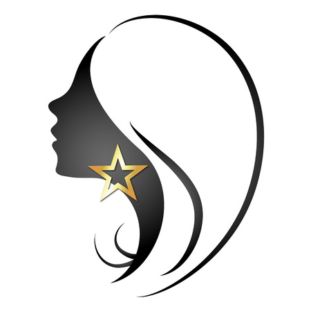 Profile silhouette girls and stars vectorのイラスト素材