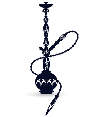 black silhouette hookah with pattern, vectorのイラスト素材