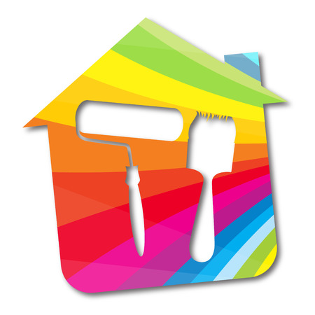 Roller and brush for painting houses symbol, vector designのイラスト素材