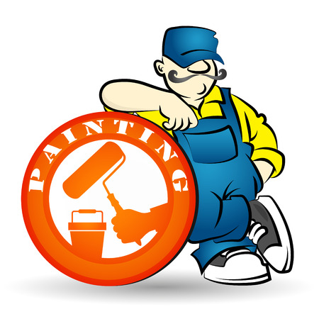 House painter with tool for vector designのイラスト素材