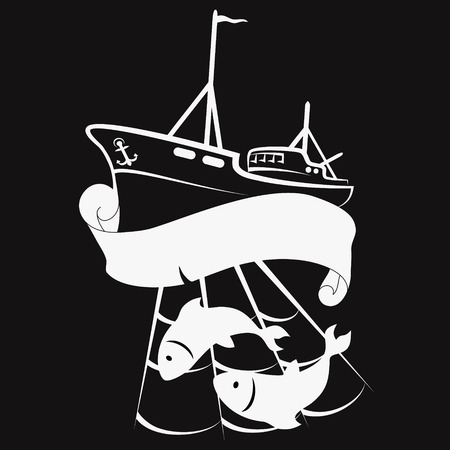 Fishing boat with nets, a symbol for businessのイラスト素材