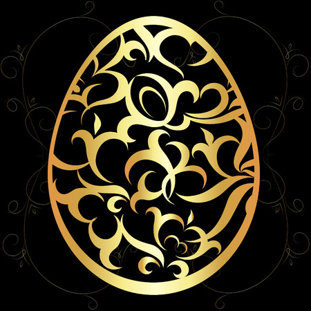 Golden Easter egg with a pattern for a vectorのイラスト素材