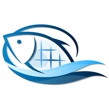 Fish on waves of symbols for the businessのイラスト素材