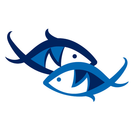 Two blue fish symbol to vectorのイラスト素材