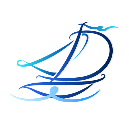 Yacht on the waves, the design for the vectorのイラスト素材