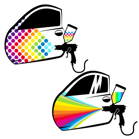 Painting cars and car parts vectorのイラスト素材