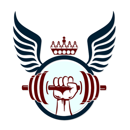 Dumbbell in hand, a symbol for the gymのイラスト素材