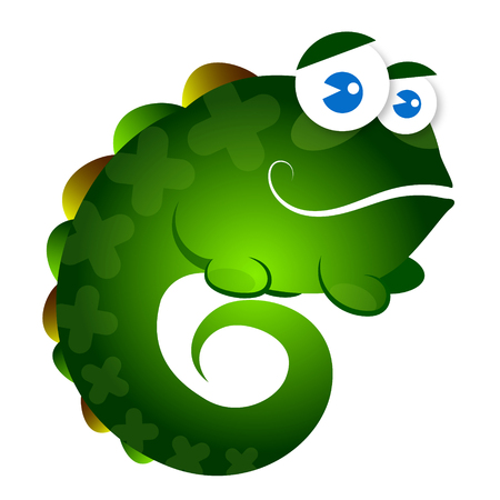 Little green lizard funny for childrenのイラスト素材