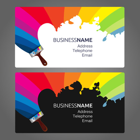 Business card vector painting with a brushのイラスト素材