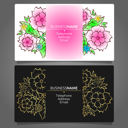 Layout business card with flowers vectorのイラスト素材