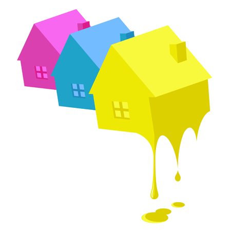 Painting and repair of houses, symbol for the construction businessのイラスト素材