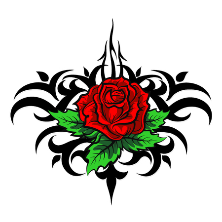 Rose pattern silhouette tattoo vectorのイラスト素材
