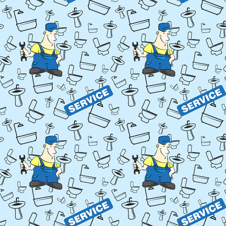 Pattern repair plumbing and running water vectorのイラスト素材