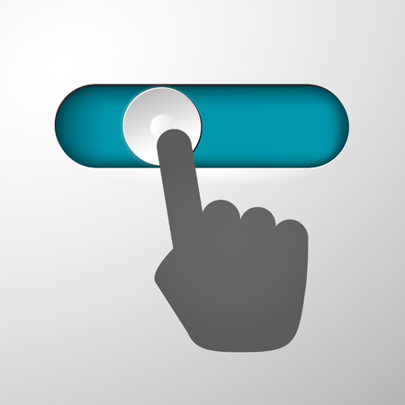 The hand moves the power button off and onのイラスト素材