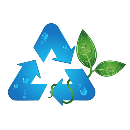 Symbol of recycling and green leaves, environmental protectionのイラスト素材
