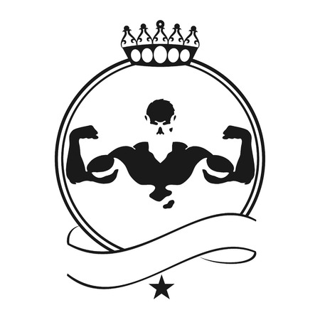 Silhouette for the gym and bodybuilding, circle and crownのイラスト素材