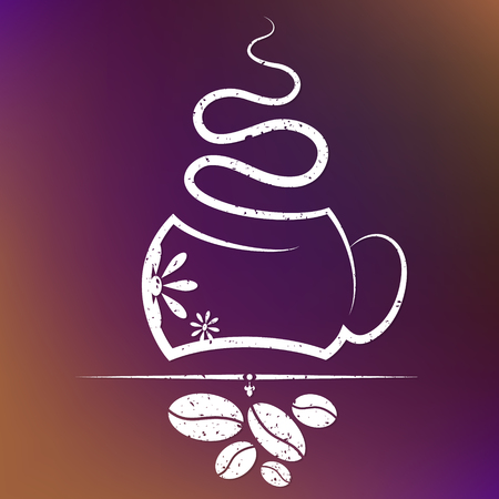 Cup of coffee beans with steam and designのイラスト素材