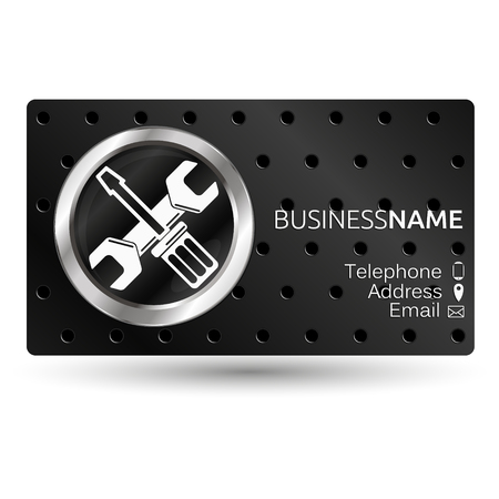 Business card for repair, screwdriver and wrenchのイラスト素材