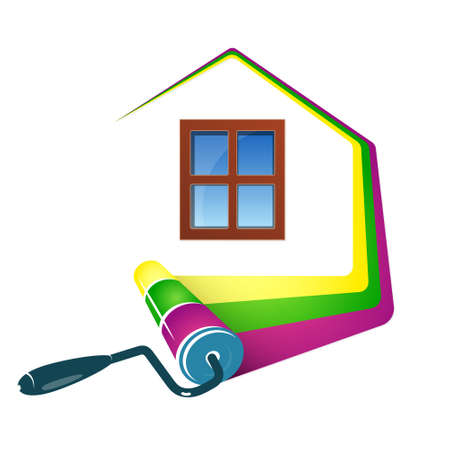 Painting home design business, roller and paintのイラスト素材