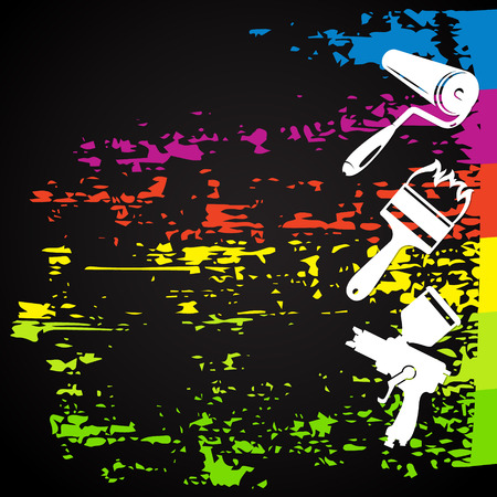 Image with brush and roller for painting vectorのイラスト素材